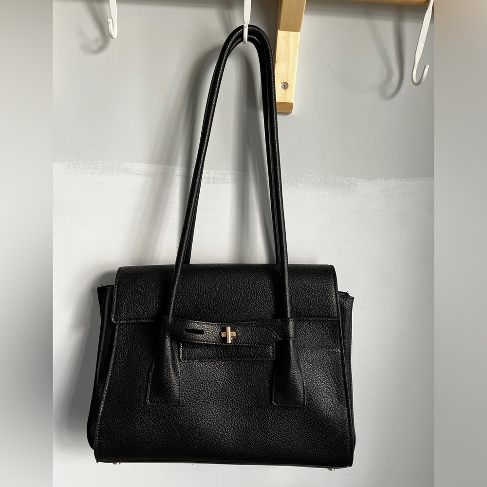 Zara Black Faux Leather Satchel